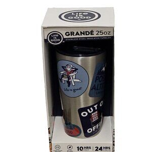 Life Is Good Grande 25oz Stainless Steel Tumbler Hiking Sticker NEW Outdoor